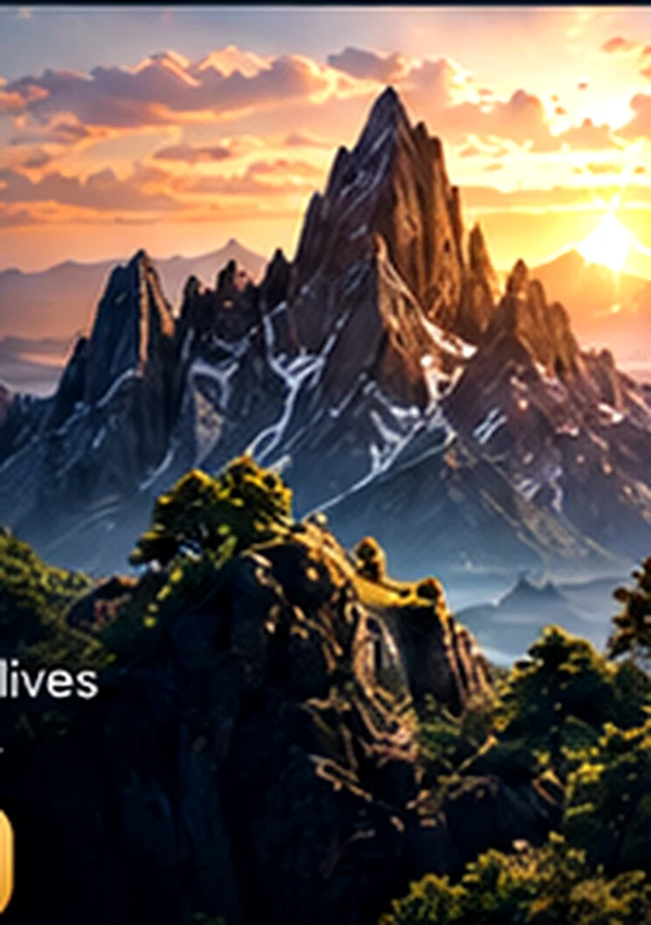 Mountain landscape at sunrise, illustrating growth and aspiration